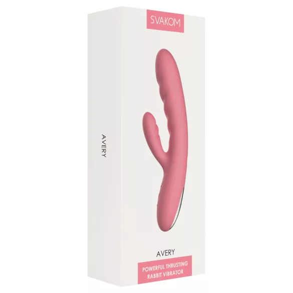 Svakom Avery - oplaadbare rabbit vibrator met stootfunctie - siliconen - roze