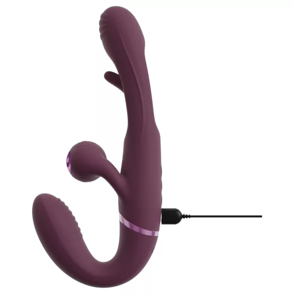 Javida - straploze opzetbare koppeltjessvibrator (paars)