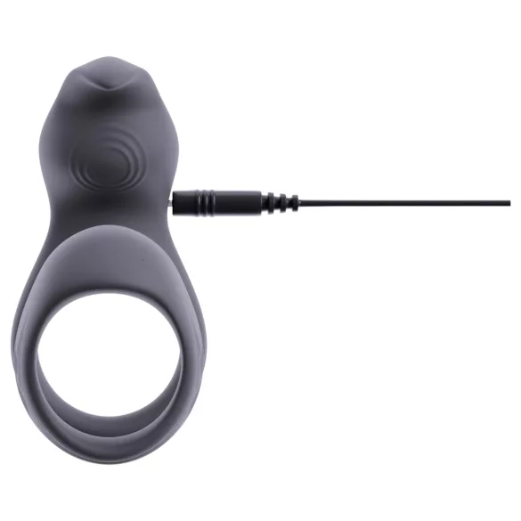 Beau Coeur Vylor - penis- en balring met clitorisstimulator - grijs