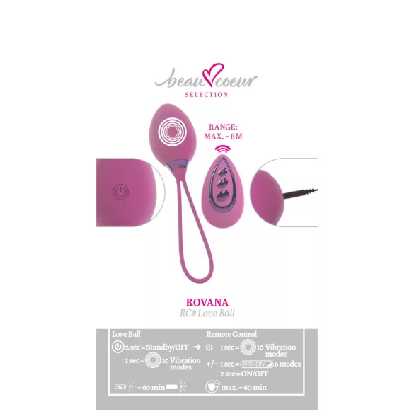 Beau Coeur Rovana - afstandsbedienbare vibratie-ei - paars