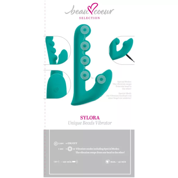 Beau Coeur Sylora - vibrator met parels en dubbele stimulatie - groen