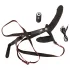 You2Toys - op afstand bedienbare dubbele strap-on vibrator (zwart)