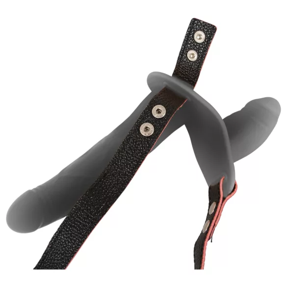 You2Toys - op afstand bedienbare dubbele strap-on vibrator (zwart)