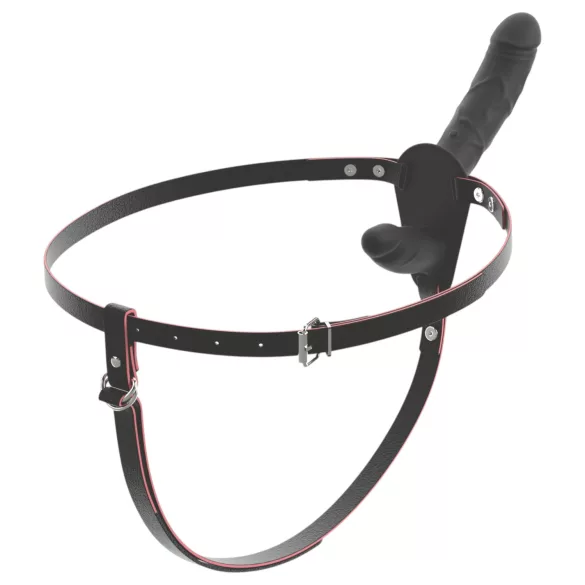 You2Toys - op afstand bedienbare dubbele strap-on vibrator (zwart)