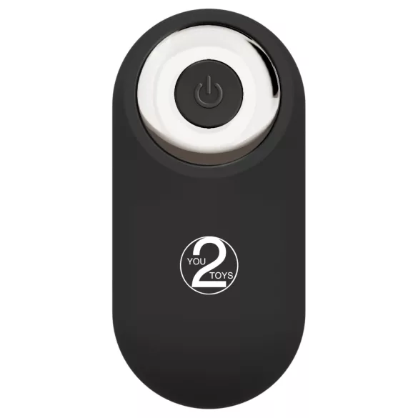 You2Toys - op afstand bedienbare dubbele strap-on vibrator (zwart)