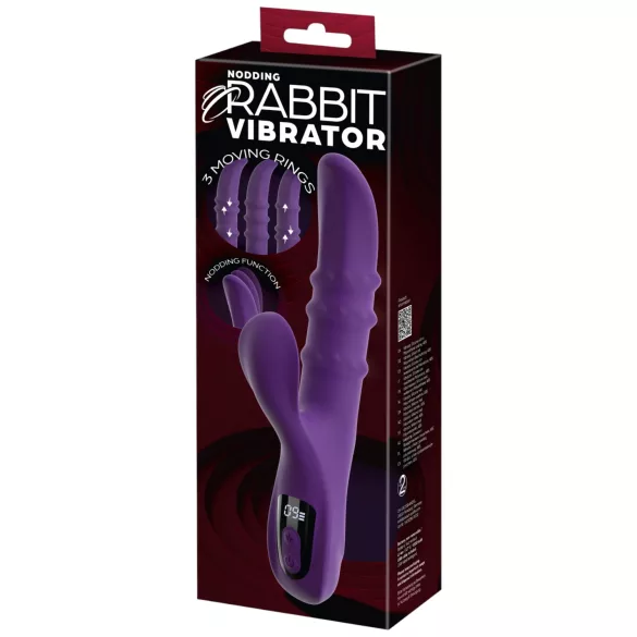 You2Toys - knikkende vibrator met bewegende ring en clitorisstimulator (paars)