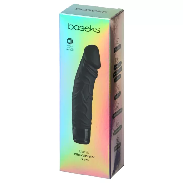 Baseks - realistische staafvibrator (zwart) - 19 cm