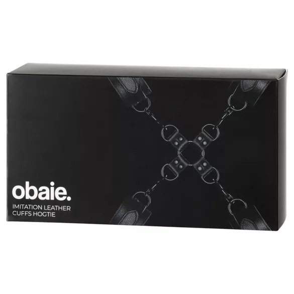 Obaie - set van kunstleren pols- en enkelboeien (zwart)