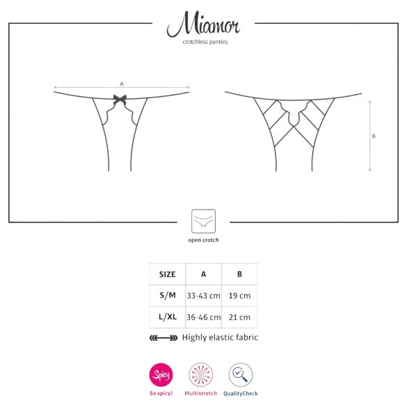 Obsessive Miamor - open slip dames - kant & mesh - zwart - L/XL