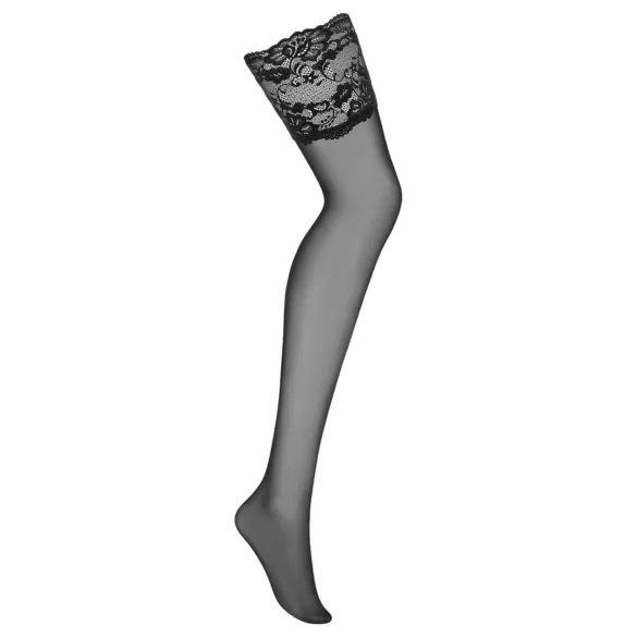 Obsessive - erotische kousen - brede kanten rand - zwart - L/XL