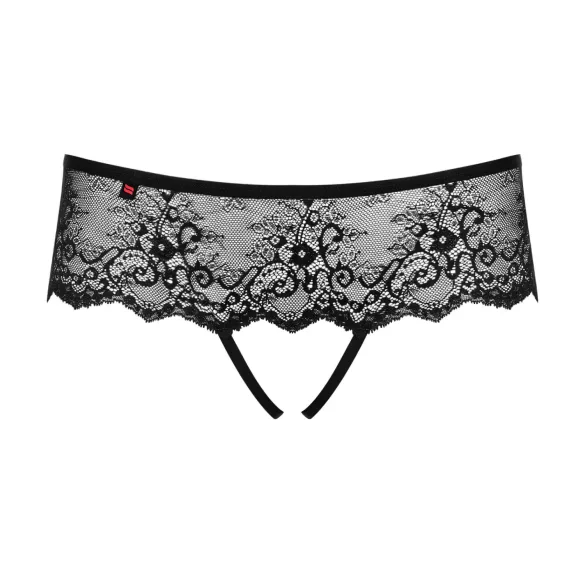 Obsessive Merossa - open string met strass - zwart - 2XL/3XL