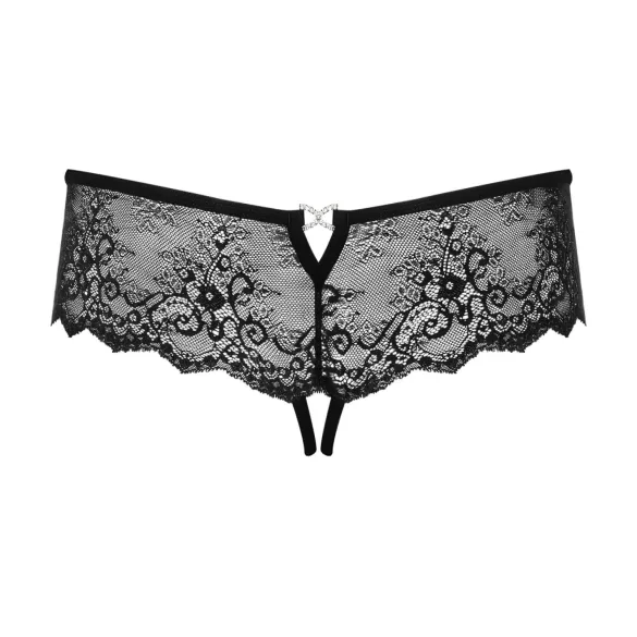 Obsessive Merossa - open string met strass - zwart - 2XL/3XL