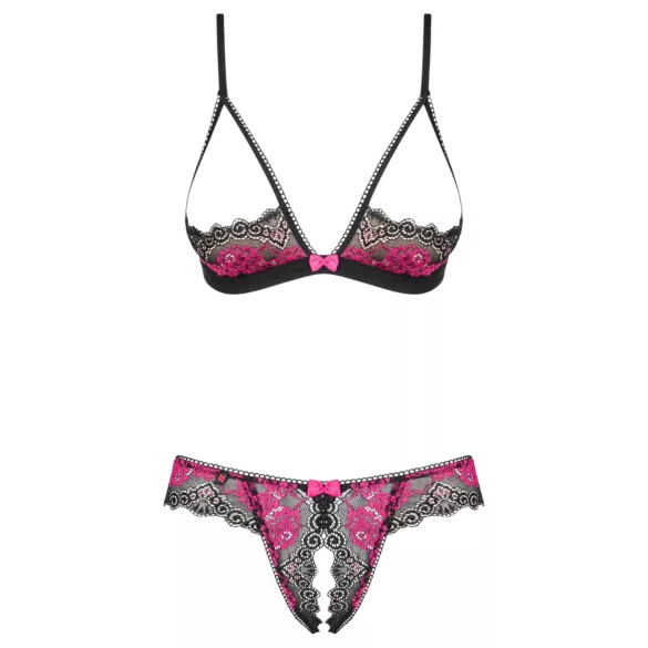 Obsessive Tulia - bh-set met open cups (zwart)
