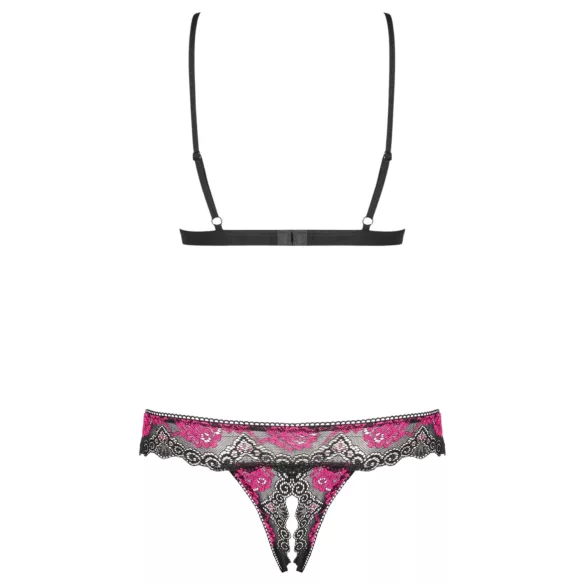 Obsessive Tulia - bh-set met open cups (zwart) - L/XL