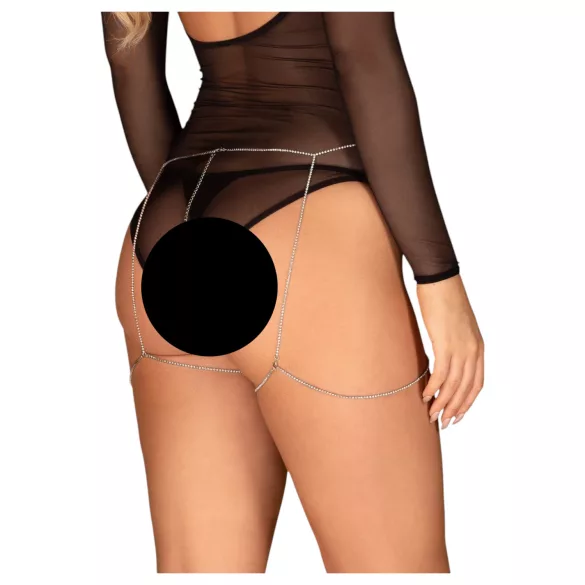 Obsessive Bijou 905 - sierlijke lichaamsharnas onderkant (zilver) - S-L