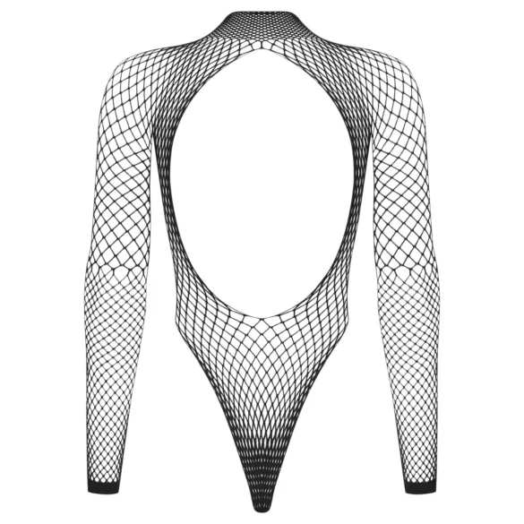 Obsessive - zwarte netstof body met lange mouwen (S-L)
