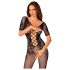 Obsessive - open netwerk catsuit - rugdecolleté - zwart - S/L