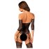 Obsessive - catsuit met patroon - netstof - zwart - S-L