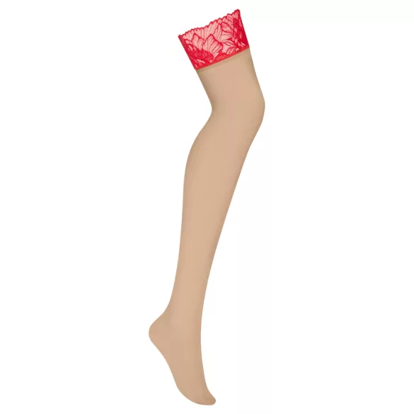 Obsessive Matildea - kanten hold-up kousen - rood - L/XL
