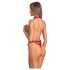 Obsessive Inferro - bodyharnas met kettingen - leerlook - rood