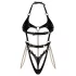 Obsessive Anyya - body met bandjes van leerlook met kettingen (zwart)