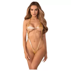  Obsessive Anyya - body met bandjes in leerlook met kettingen (goudkleurig)