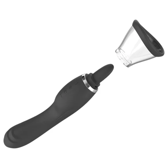 Erospace Sweet Play - 2-in-1 clitorisstimulator vibrator met tong en zuigfunctie (zwart)