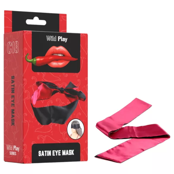 Erospace Wild Play - satijnen oogmasker voor rollenspel (zwart-roze)