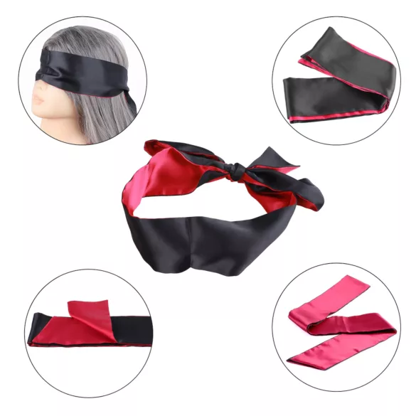 Erospace Wild Play - satijnen oogmasker voor rollenspel (zwart-roze)