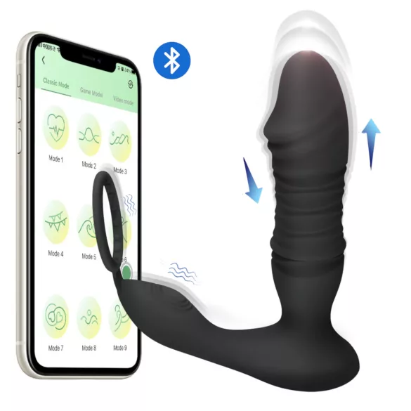 Men's Play - Anale vibrator - App-gestuurd, stotend - Zwart