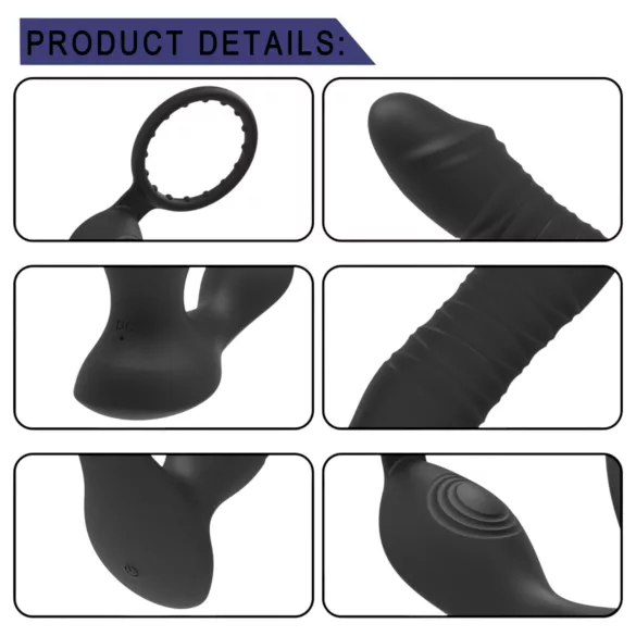 Men's Play - Anale vibrator - App-gestuurd, stotend - Zwart
