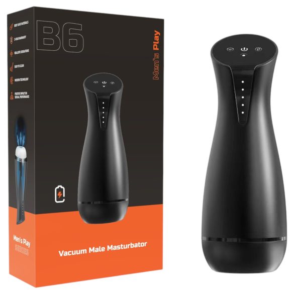 Men's Play - zuigende, trillende masturbator met verwarmingsfunctie (zwart)