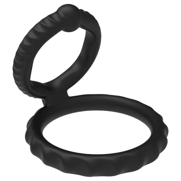 Men's Play - penis- en balzakring - siliconen - zwart