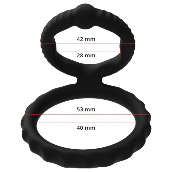 Men's Play - penis- en balzakring - siliconen - zwart