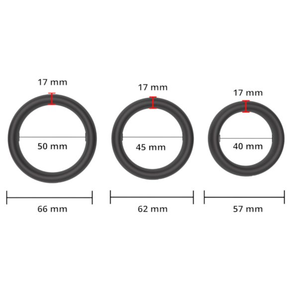 Men's Play - penisring set - dik siliconen - zwart - 3 stuks