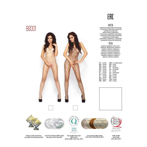 Passion BS001 - open net catsuit - wit - S-L