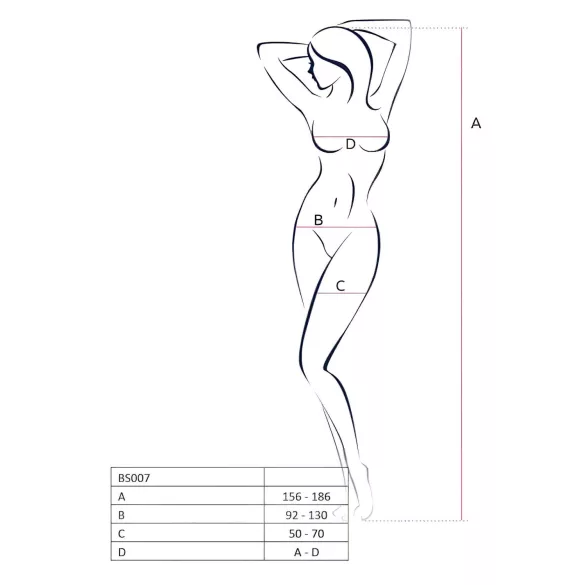 Passion BS007 - net overall met patroon - zwart - S-L