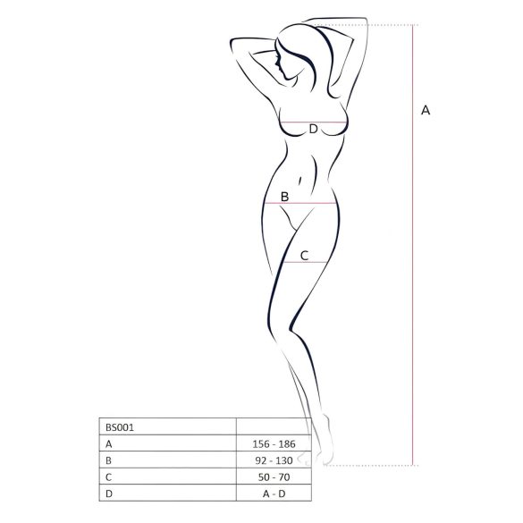 Passion BS001 - bodystocking met grote netogen - zwart - S-L
