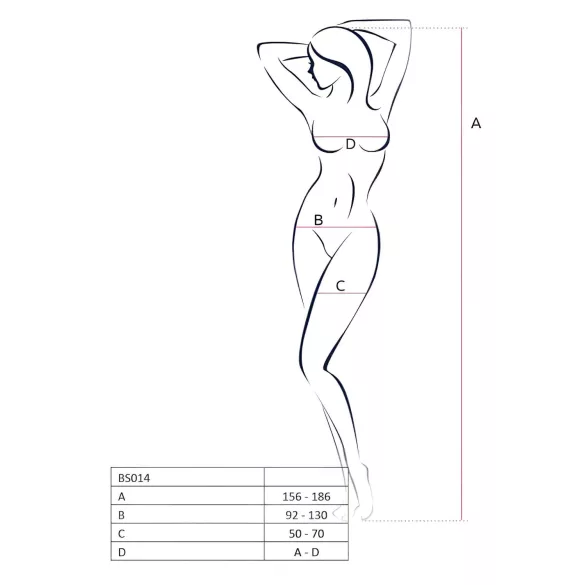 Passion BS014 - open catsuit netstof met korset - wit - S-L