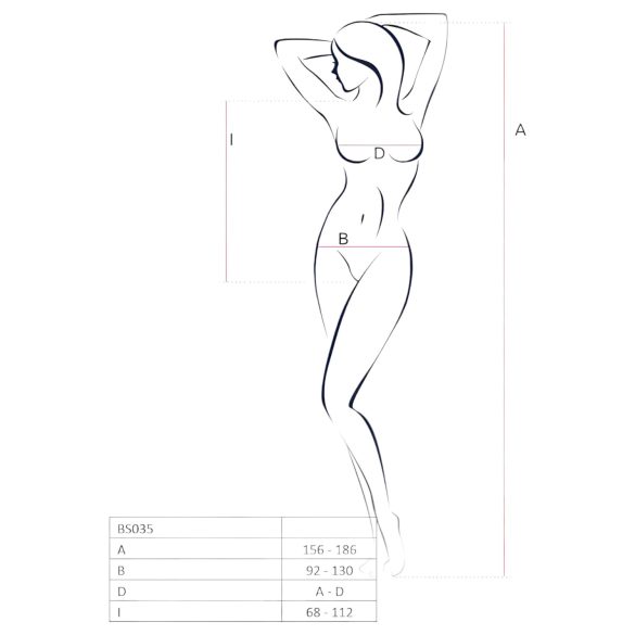 Passion BS035 - open neglige body met bandjes - wit - S-L