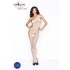 Passion BS036 - open bodystocking met rozenmotief - wit - S-L