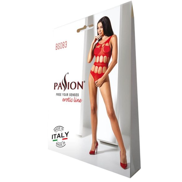 Passion BS083 - open body met gaten - rood - S-L