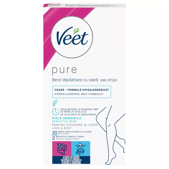 Veet Pure - ontharingsstrips benen en lichaam - voor gevoelige huid - 20 stuks
