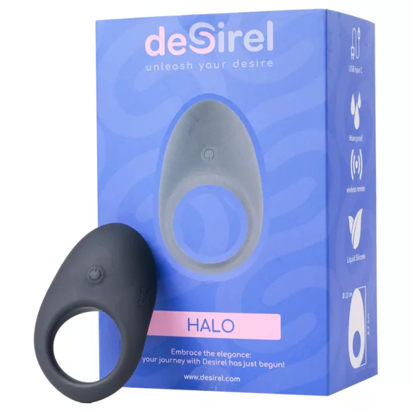 Desirel Halo - App-gestuurde vibrerende penisring voor mannen (zwart)