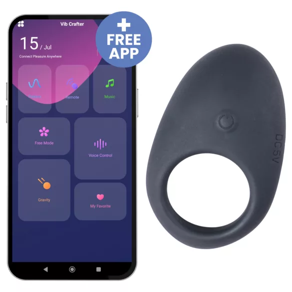 Desirel Halo - App-gestuurde vibrerende penisring voor mannen (zwart)