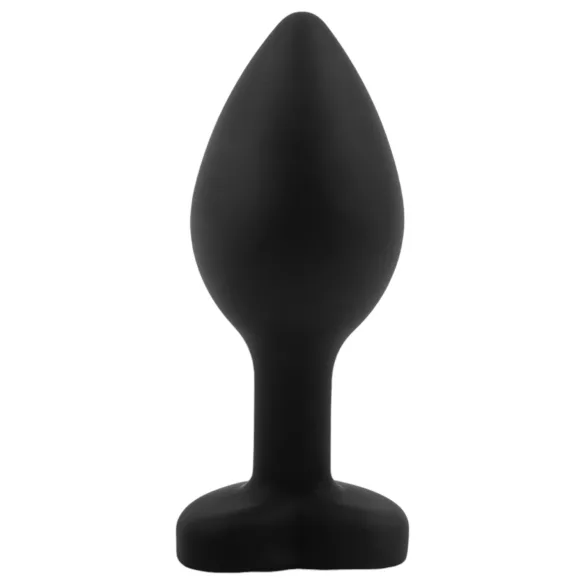 Sunfo - siliconen buttplug met hartvormige steen - zwart/paars