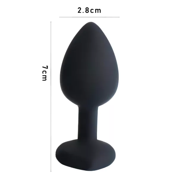 Sunfo - siliconen buttplug met hartvormige steen - zwart/paars