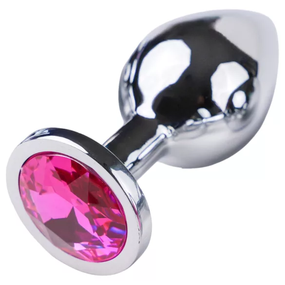 Desirel - anaal plug klein - roze juweel - zilver/pink