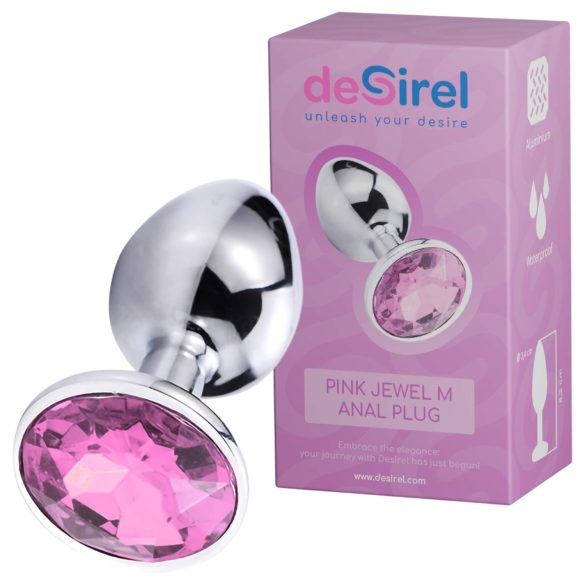 Desirel Pink Jewel M - anaalplug (zilver-roze)