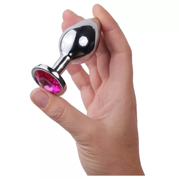 Desirel - anaal plug - medium - zilver/roze - Pink Jewel